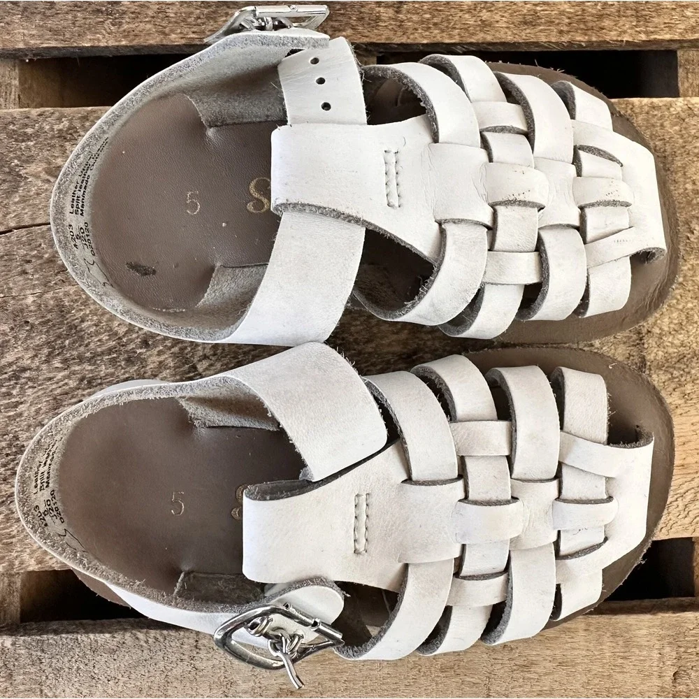 Salt Water Sun San Leather Sandals Girls 5 White Excellent